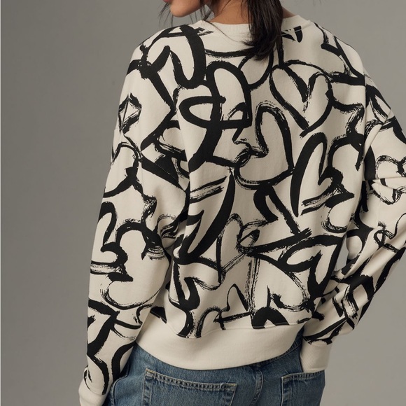 Anthropologie Black and White Abstract Sweatshirt - Picture 2 of 5